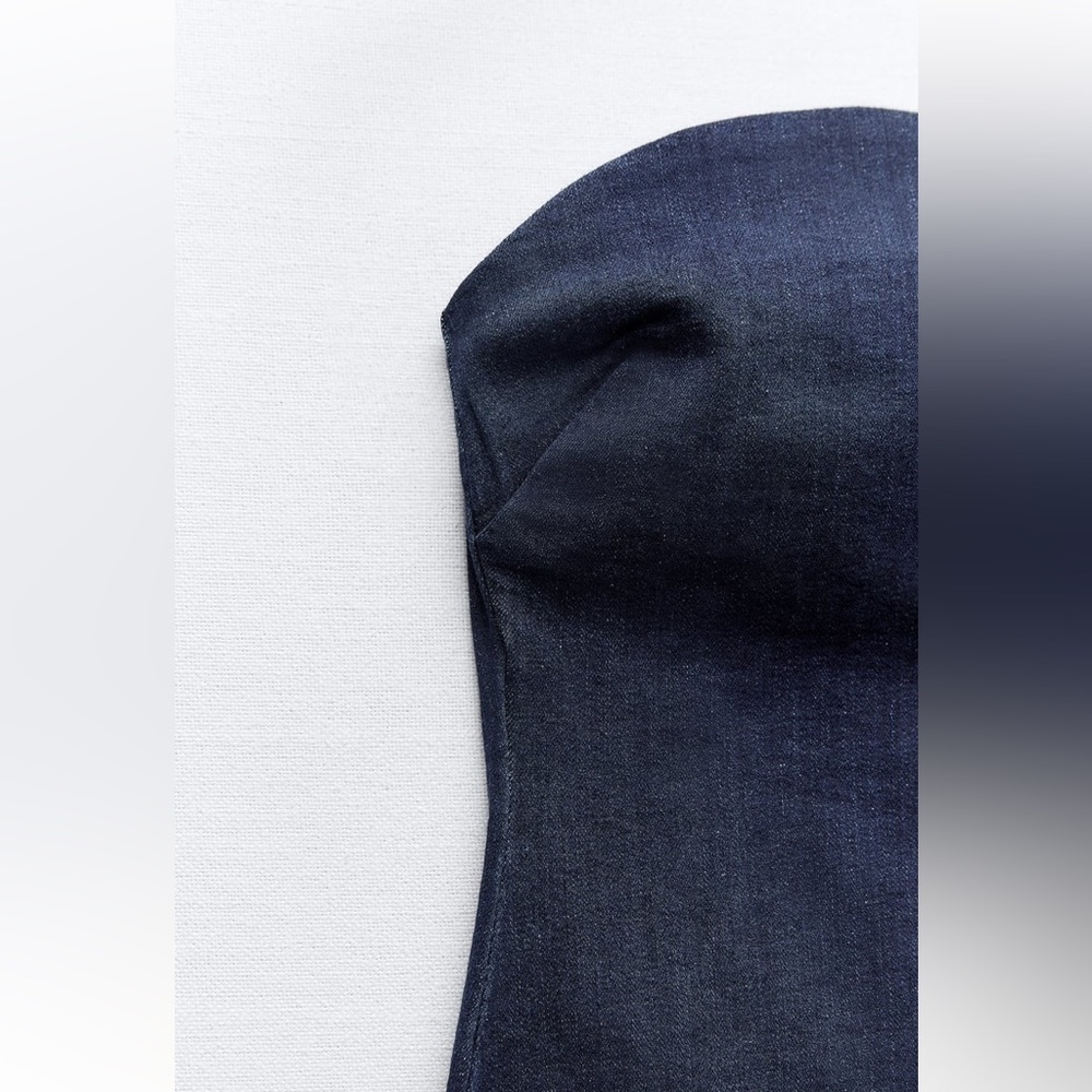 Zara ZW Strapless Denim Dress - Picture 15 of 16